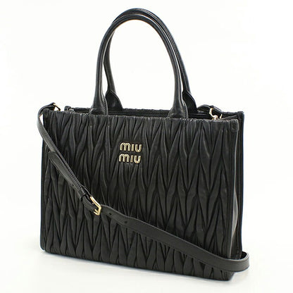 中古 ミュウミュウ トートバッグ レディース ブランド MIUMIU マテラッセ 2WAY ブラック USDMI116499011
