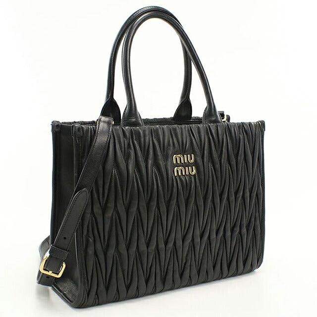 中古 ミュウミュウ トートバッグ レディース ブランド MIUMIU マテラッセ 2WAY ブラック USDMI116499011