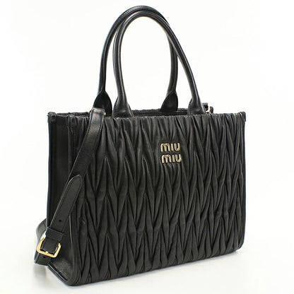 中古 ミュウミュウ トートバッグ レディース ブランド MIUMIU マテラッセ 2WAY ブラック USDMI116499011