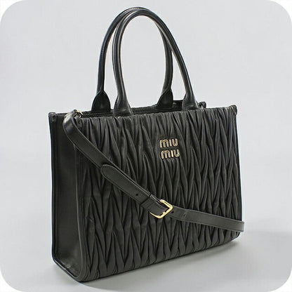 中古 ミュウミュウ トートバッグ レディース ブランド MIUMIU マテラッセ 2WAY ブラック USDMI116499011