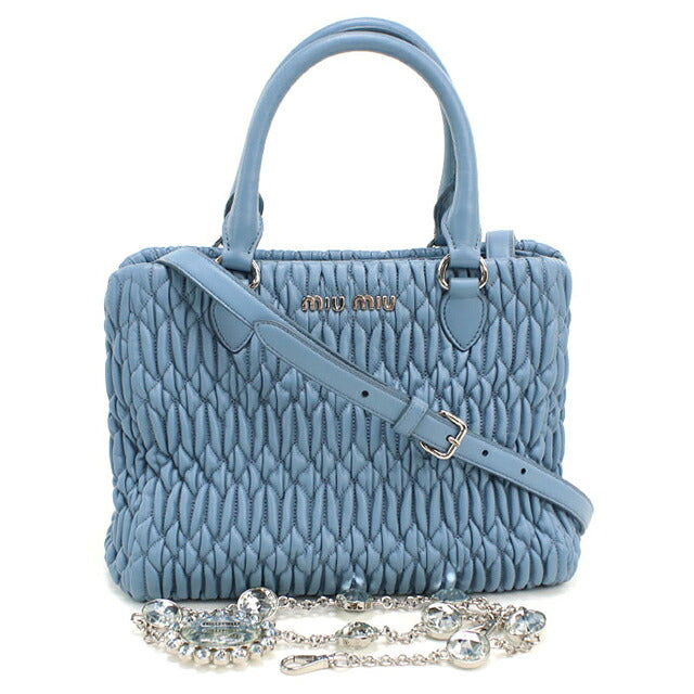 中古 ミュウミュウ ハンドバッグ レディース ブランド MIUMIU マテラッセ ナッパクリスタル 2WAY 5BA067 ブルー USDMI116671011