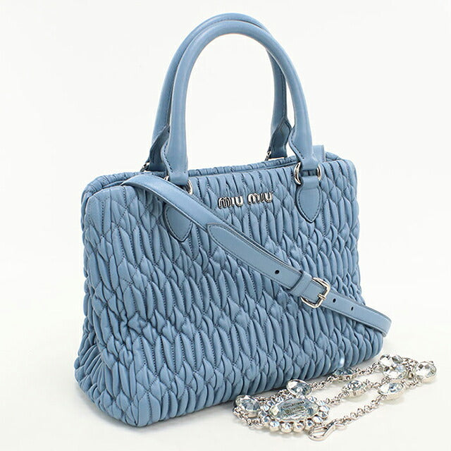 中古 ミュウミュウ ハンドバッグ レディース ブランド MIUMIU マテラッセ ナッパクリスタル 2WAY 5BA067 ブルー USDMI116671011