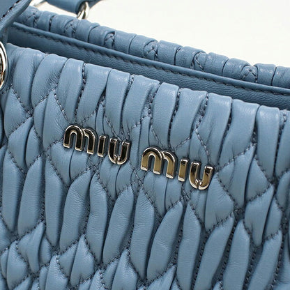 中古 ミュウミュウ ハンドバッグ レディース ブランド MIUMIU マテラッセ ナッパクリスタル 2WAY 5BA067 ブルー USDMI116671011