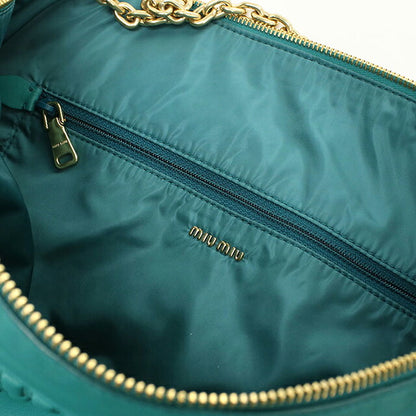 中古 ミュウミュウ ショルダーバッグ レディース ブランド MIUMIU チェーン レザー 5BC114 グリーン USDMI116760011