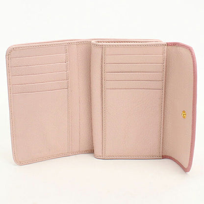 中古 ミュウミュウ 三つ折り財布 三折財布 コンパクト レディース ブランド MIUMIU マドラス レザー 5M1225 ピンク USDMI116825011