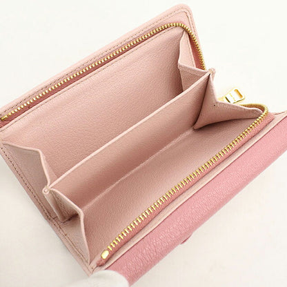 中古 ミュウミュウ 三つ折り財布 三折財布 コンパクト レディース ブランド MIUMIU マドラス レザー 5M1225 ピンク USDMI116825011