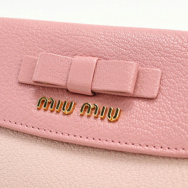 中古 ミュウミュウ 三つ折り財布 三折財布 コンパクト レディース ブランド MIUMIU マドラス レザー 5M1225 ピンク USDMI116825011