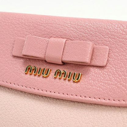中古 ミュウミュウ 三つ折り財布 三折財布 コンパクト レディース ブランド MIUMIU マドラス レザー 5M1225 ピンク USDMI116825011