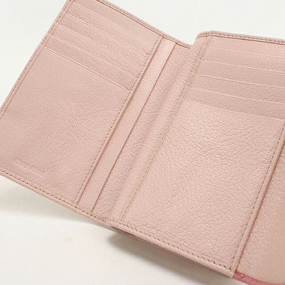 中古 ミュウミュウ 三つ折り財布 三折財布 コンパクト レディース ブランド MIUMIU マドラス レザー 5M1225 ピンク USDMI116825011