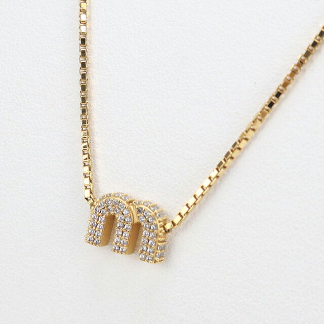中古 ミュウミュウ ネックレス レディース ブランド MIUMIU 5IC305 クリスタル付き ゴールド アクセサリー USDMI118391011