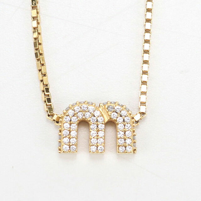 中古 ミュウミュウ ネックレス レディース ブランド MIUMIU 5IC305 クリスタル付き ゴールド アクセサリー USDMI118391011