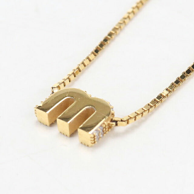 中古 ミュウミュウ ネックレス レディース ブランド MIUMIU 5IC305 クリスタル付き ゴールド アクセサリー USDMI118391011