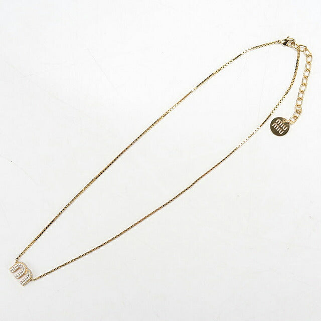 中古 ミュウミュウ ネックレス レディース ブランド MIUMIU 5IC305 クリスタル付き ゴールド アクセサリー USDMI118391011