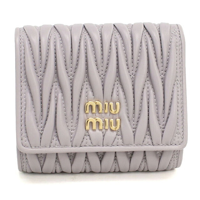 中古 ミュウミュウ 三つ折り財布 三折財布 コンパクト レディース ブランド MIUMIU マテラッセ  5MH033 パープル USDMI118967011