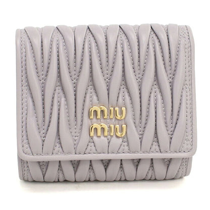 中古 ミュウミュウ 三つ折り財布 三折財布 コンパクト レディース ブランド MIUMIU マテラッセ  5MH033 パープル USDMI118967011