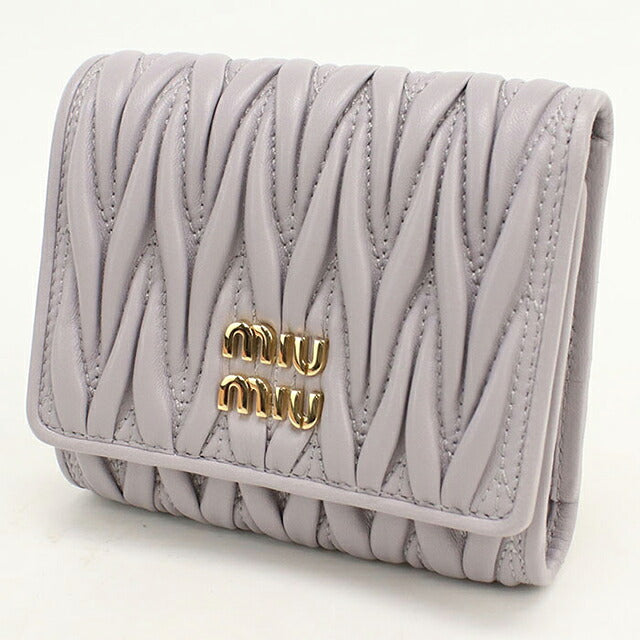 中古 ミュウミュウ 三つ折り財布 三折財布 コンパクト レディース ブランド MIUMIU マテラッセ  5MH033 パープル USDMI118967011