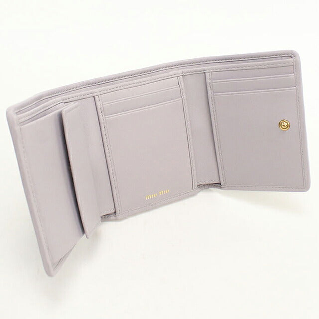 中古 ミュウミュウ 三つ折り財布 三折財布 コンパクト レディース ブランド MIUMIU マテラッセ  5MH033 パープル USDMI118967011