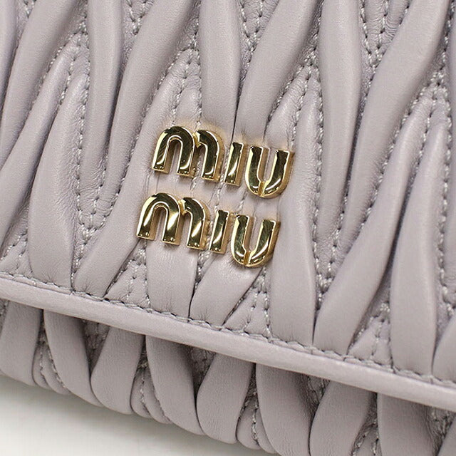 中古 ミュウミュウ 三つ折り財布 三折財布 コンパクト レディース ブランド MIUMIU マテラッセ  5MH033 パープル USDMI118967011