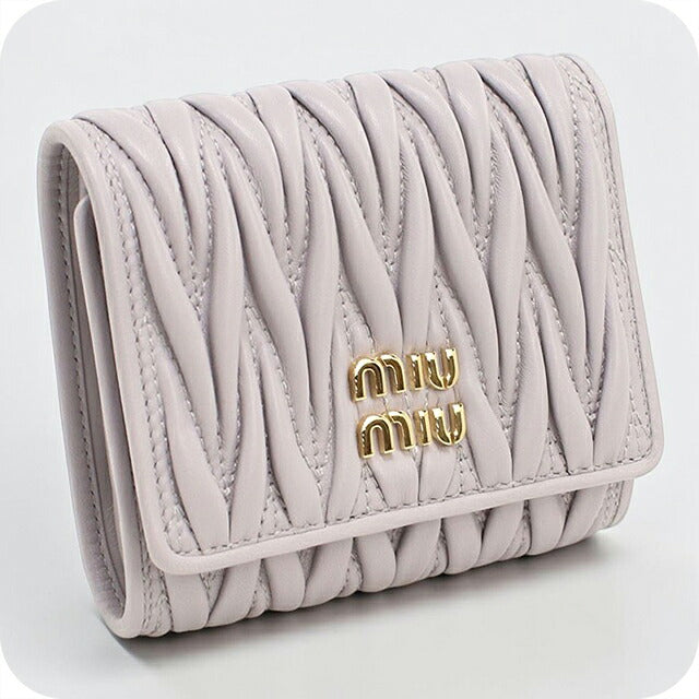 中古 ミュウミュウ 三つ折り財布 三折財布 コンパクト レディース ブランド MIUMIU マテラッセ  5MH033 パープル USDMI118967011