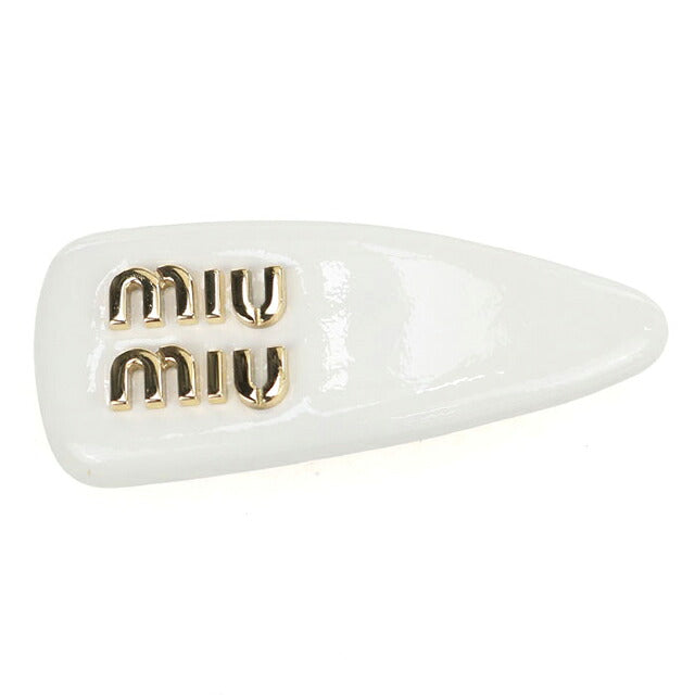 中古 ミュウミュウ バレッタ レディース ブランド MIUMIU  パテントレザー ヘアクリップ 5IF092_069_F0009 ホワイト ヘアアクセサリー USDMI119553011