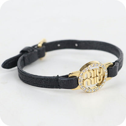 中古 ミュウミュウ ブレスレット レディース ブランド MIUMIU   レザー ブラック アクセサリー USDMI120454011