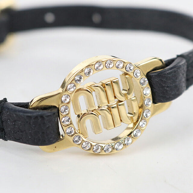 中古 ミュウミュウ ブレスレット レディース ブランド MIUMIU   レザー ブラック アクセサリー USDMI120454011