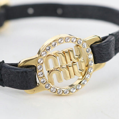 中古 ミュウミュウ ブレスレット レディース ブランド MIUMIU   レザー ブラック アクセサリー USDMI120454011
