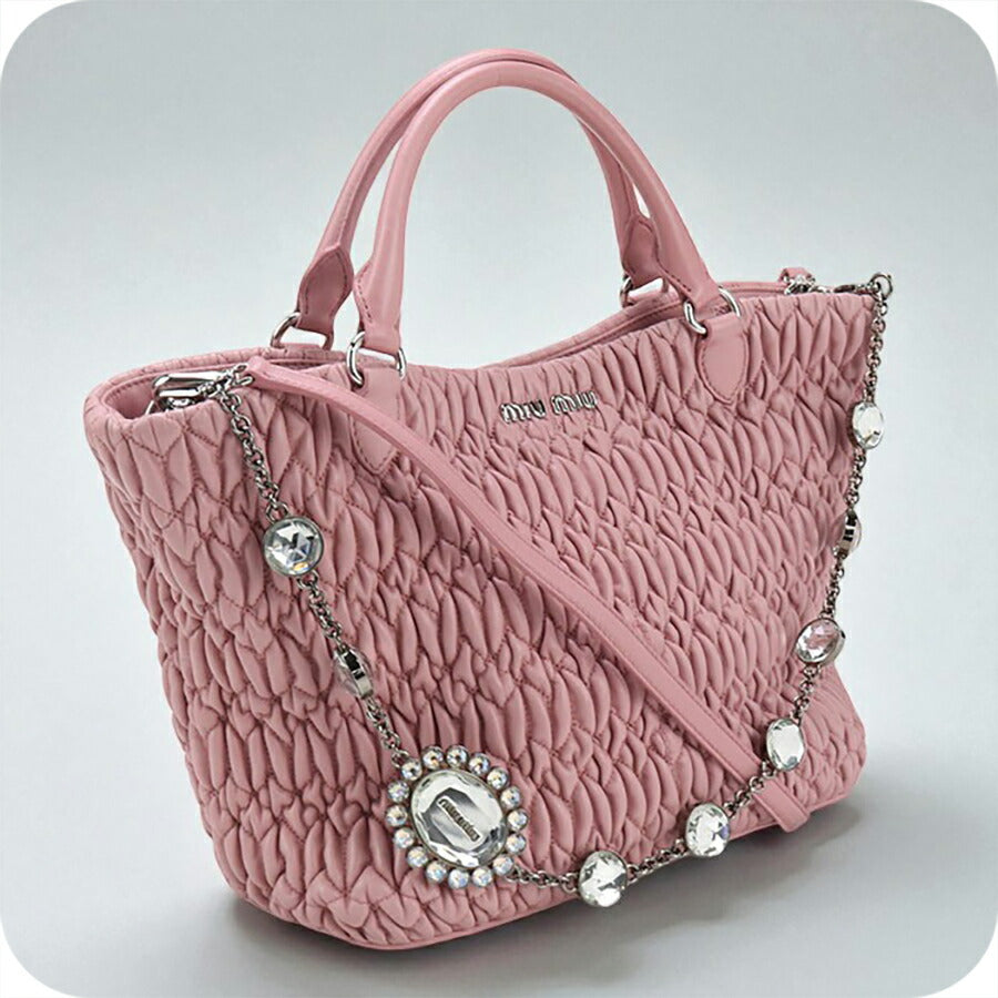 中古 ミュウミュウ トートバッグ レディース ブランド MIUMIU マテラッセ 2WAY レザー ピンク バッグ USDMI96905011