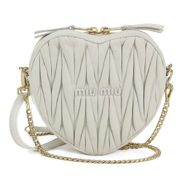 中古 ミュウミュウ 斜め掛け ショルダーバッグ レディース ブランド MIUMIU マテラッセ 2WAY レザー ホワイト バッグ USDMI98314011