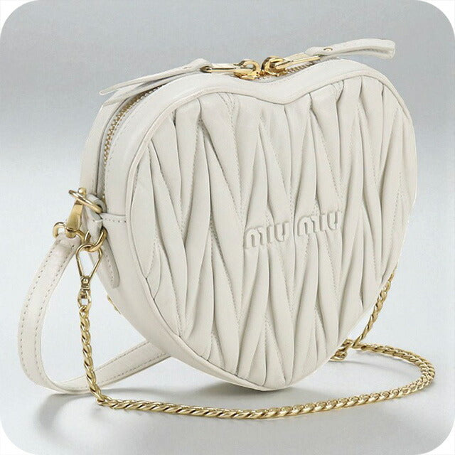 中古 ミュウミュウ 斜め掛け ショルダーバッグ レディース ブランド MIUMIU マテラッセ 2WAY レザー ホワイト バッグ USDMI98314011