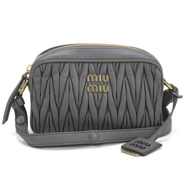 中古 ミュウミュウ 斜め掛け ショルダーバッグ レディース ブランド MIUMIU マテラッセ レザー 5BH118 グレー バッグ USDMI98621011