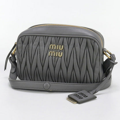 中古 ミュウミュウ 斜め掛け ショルダーバッグ レディース ブランド MIUMIU マテラッセ レザー 5BH118 グレー バッグ USDMI98621011