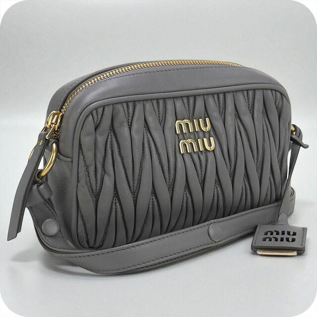 中古 ミュウミュウ 斜め掛け ショルダーバッグ レディース ブランド MIUMIU マテラッセ レザー 5BH118 グレー バッグ USDMI98621011