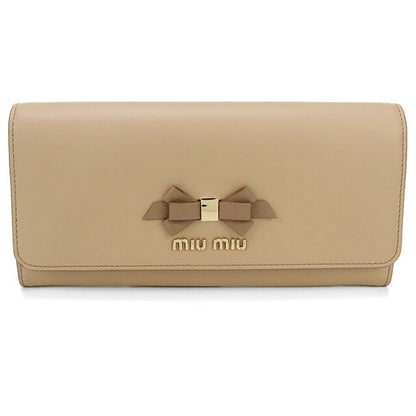 中古 ミュウミュウ 長財布二折 レディース ブランド MIUMIU レザー 5MH109 2B61 F0QYA ベージュ 財布 USDMI98963011