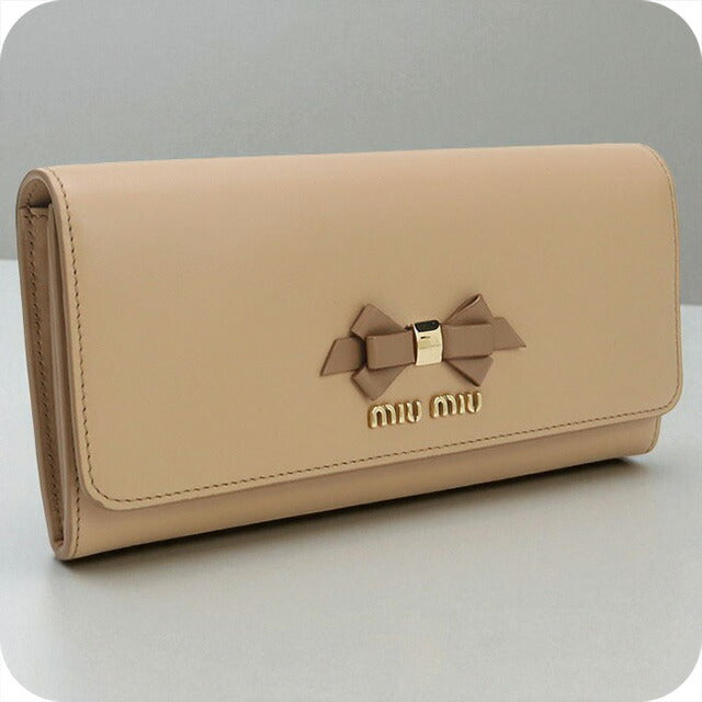中古 ミュウミュウ 長財布二折 レディース ブランド MIUMIU レザー 5MH109 2B61 F0QYA ベージュ 財布 USDMI98963011