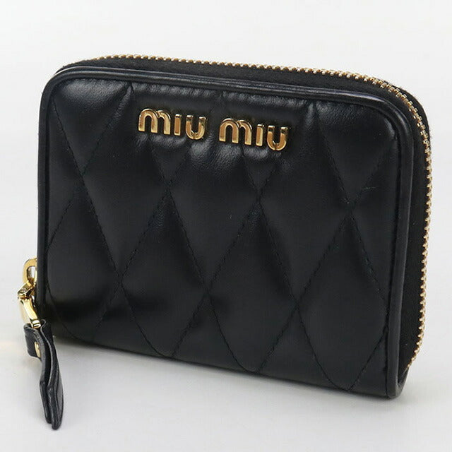 中古 ミュウミュウ 小銭入れ レディース ブランド MIUMIU キルティング コインケース 5MM268 2F3N F0002 ブラック 財布 USDMI99597011