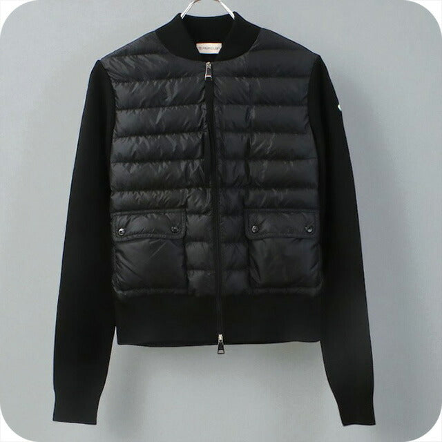 中古 モンクレール ダウンジャケット レディース ブランド MONCLER CARDIGAN TRICOT 9B50000 A9001 999 ブラック ウェア USDMON99182011