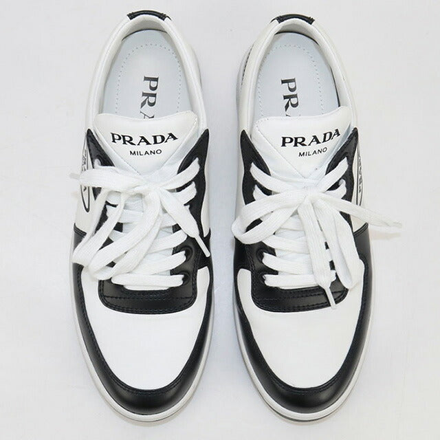 Used Prada sneakers ladies brand PRADA triangle logo leather 1E796M white shoes USDPR100139011