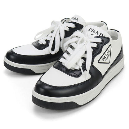 Used Prada sneakers ladies brand PRADA triangle logo leather 1E796M white shoes USDPR100139011