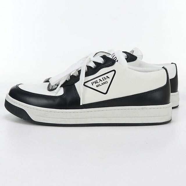 Used Prada sneakers ladies brand PRADA triangle logo leather 1E796M white shoes USDPR100139011