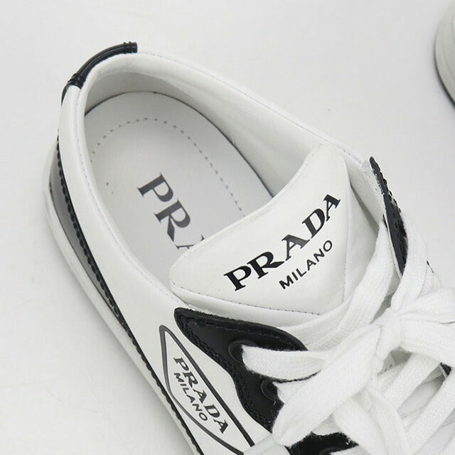 Used Prada sneakers ladies brand PRADA triangle logo leather 1E796M white shoes USDPR100139011