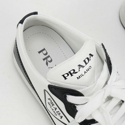 Used Prada sneakers ladies brand PRADA triangle logo leather 1E796M white shoes USDPR100139011