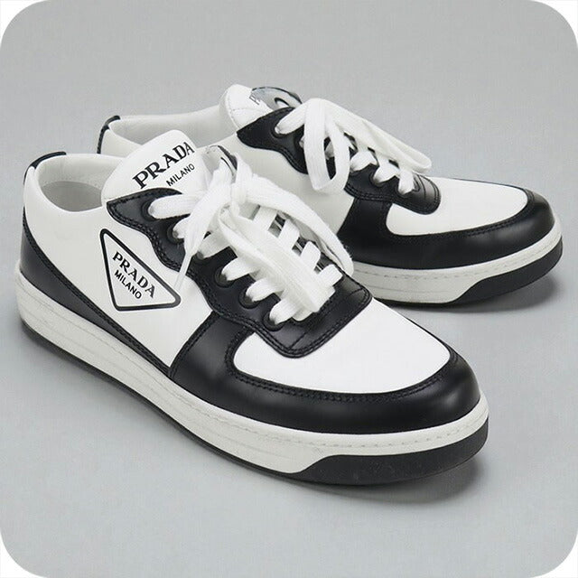 Used Prada sneakers ladies brand PRADA triangle logo leather 1E796M white shoes USDPR100139011