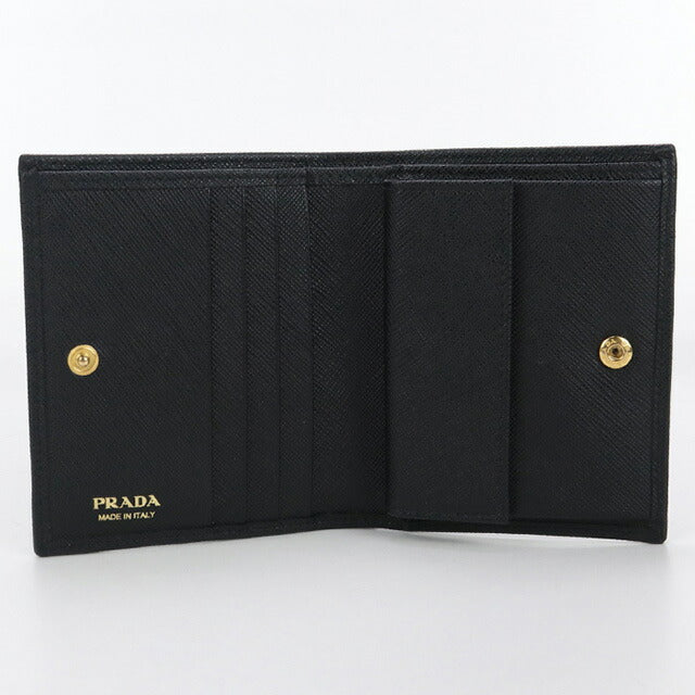 二手 Prada 双折钱包男女通用品牌 PRADA 黑色钱包 USDPR100322011