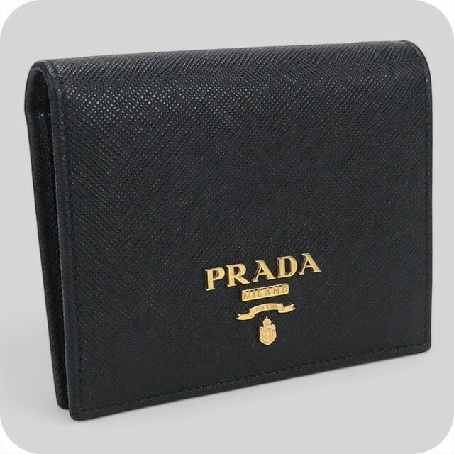 二手 Prada 双折钱包男女通用品牌 PRADA 黑色钱包 USDPR100322011