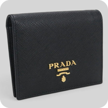 二手 Prada 双折钱包男女通用品牌 PRADA 黑色钱包 USDPR100322011