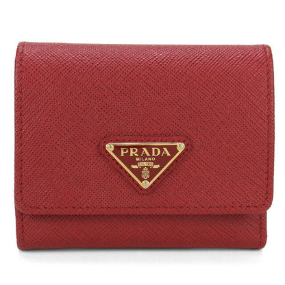 中古 プラダ 三折財布 レディース ブランド PRADA レッド 財布 USDPR100399011