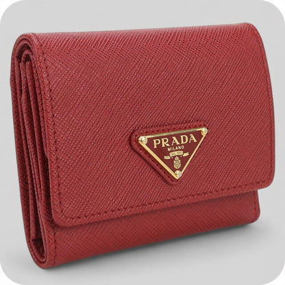 中古 プラダ 三折財布 レディース ブランド PRADA レッド 財布 USDPR100399011