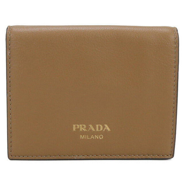 中古 プラダ 二折財布 レディース ブランド PRADA 二折り財布 レザー ブラウン 財布 USDPR100409011