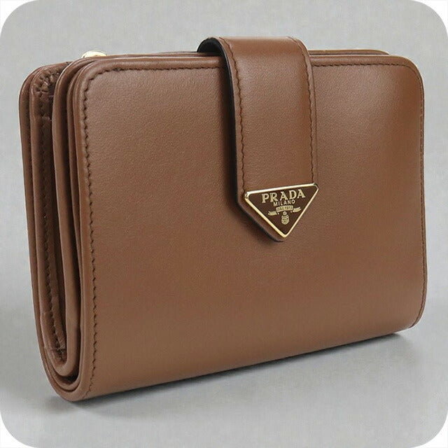 中古 プラダ 二つ折り財布 レディース ブランド PRADA シティカーフタブ 財布 1ML018 2CNP F0046 ブラウン 財布 USDPR101615011